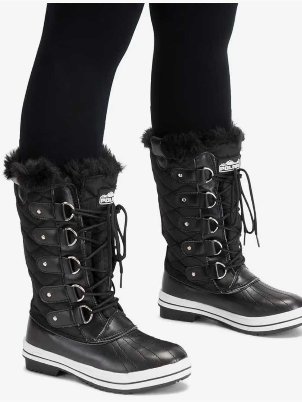 POLAR Women’s Tall Snow Boots – Fur Lined Waterproof Winter Boots
Size 8 black - Picture 8 of 9